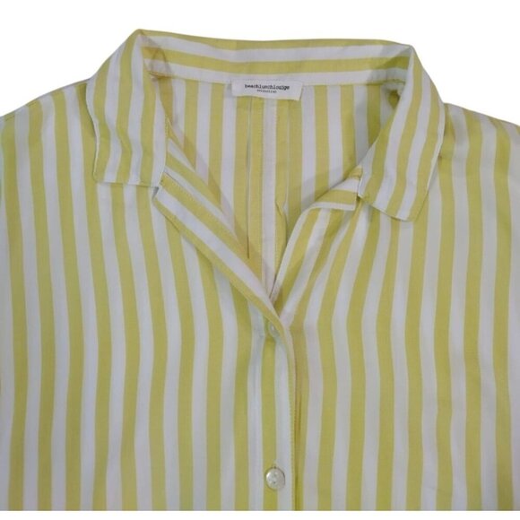 Beachlunchlounge Womens Yellow & White Striped Short Sleeve Crop Top S. - Picture 6 of 9